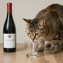 cat drinking wine