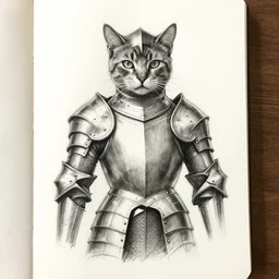 cat in knights armor sketch
