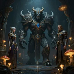 4 k cinematic still portrait of a monster in a dark liminal space room, glowing mushrooms, deep focus, d & d, fantasy, intricate, elegant, highly detailed, digital art, art station, concept art, matte, sharp focus, illustration, dark fantasy art, hearthstone, art by artgerm and greg rutkowski and alphonse mucha