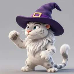 extremely detailed cartoon portrait of a white panter with a very long fur and a wizard hat, fantasy, trending on artstation, heroic pose, illustration, highly detailed, profile picture,  8k