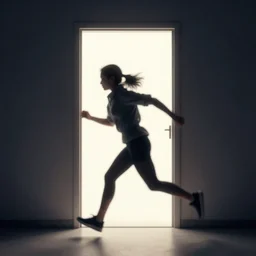 running for the door,, global lighting, digital art, artstation