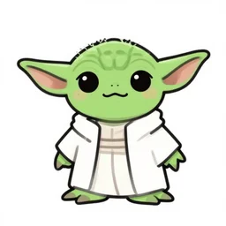 kawaii yoda, 2d, lineart