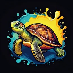 vector art turtle splash art graphic design color splash high contrasting art, fantasy, highly detailed, art by greg rutkowski