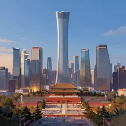 city of beijing, digital painting, realistic, artstation