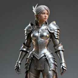 а highly detailed sculpt of athletic girl in armor with small feathers, concept design, cinematic light, trending on artstation, octane render, path tracing, sharp focus, 4 k.