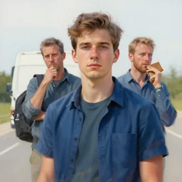 portrait of a handsome young ups driver, art by greg danton and denys tsiperko and bogdan rezunenko, hyperrealism