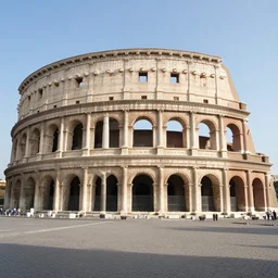Photograph of ancient Roman McDonalds, wideshot,longshot,fullshot.