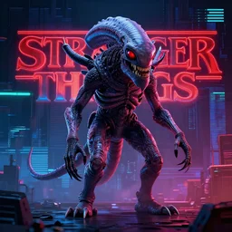 say, if i only could, oh,, stranger things, demogorgon, cyberwave, vector graphics, cinematic, photorealistic, highly detailed, volumetric lighting