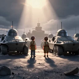 still of the battle of Dunkirk by Disney's Pixar, cartoon, animated style