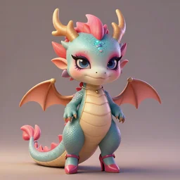 cute little dragon monster wearing makeup and high heels, highly detailed, artgerm, cushart krenz, artstation, soft light, sharp focus, illustration, character design, concept art