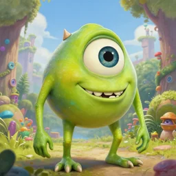 a portrait painting of michael mike wazowski jackson ， humanoid, anthropomorphic, personify, trending on artstation by wenjun lin, irakli nadar, bright colors, octopath traveler, wenjun lin, unreal engine 5 highly rendered, global illumination, radiant light, detailed and intricate environment