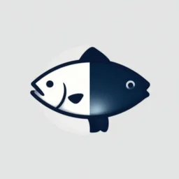 minimal fish logo, positive & negative space, vector art, digital art, portrait, 4 k, 8 k, sharp focus, smooth, illustration, concept art, music artist