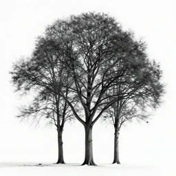 surreal trees, award winning photography, high contrast, black and white, colorpop