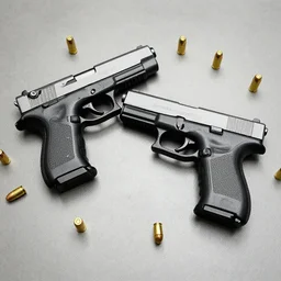 beretta m 9 2 and glock g 1 7 on a table with 9 mm ammo all around