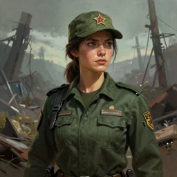 A comic book style portrait painting of a female ranger in a post apocalyptic setting, unreal 5, DAZ, hyperrealistic, octane render, dynamic lighting