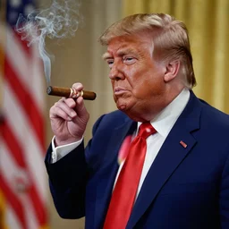 a photo of donald trump smoking a cigar, award winning photograph