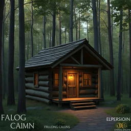 [ a log cabin in the forest ] [ van gogh ] [ unreal engine ]