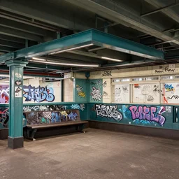 3 d octane render image of an urban nyc subway station with graffiti, trending artstation, artgem, cgisociety
