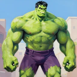 greg manchess portrait painting of armed mega shonen hulk as overwatch character, medium shot, asymmetrical, profile picture, organic painting, sunny day, matte painting, bold shapes, hard edges, street art, trending on artstation, by huang guangjian and gil elvgren and sachin teng