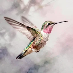 hummingbird watercolor pink