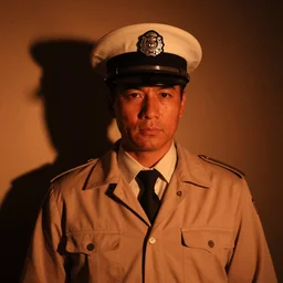 private detective. navy and burnt orange hues. dramatic shadows, shallow depth of field, split lighting