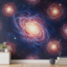 An artistic wallpaper featuring the universe, blurry
