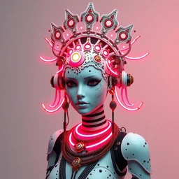 made by jean michel basquiat, an intricate empress with bright neon hydraulics, body made from porcelain, black steel and brass, pastel colors, 1 9 5 0 sci - fi, studio lighting, calm, art nouveau, ambient occlusion, octane render, artgerm, greg rutkowski, tom bagshaw