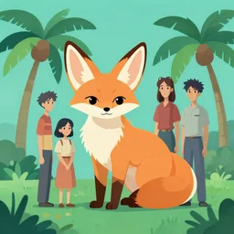 fennec fox, clean cel shaded vector art. shutterstock. behance hd by lois van baarle, artgerm, helen huang, by makoto shinkai and ilya kuvshinov, rossdraws, illustration, palm trees, studio ghibli, zootopia