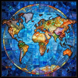 A world were everything is made of stained glass, digital art