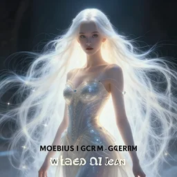 princess of light, style of moebius, artgerm, james jean, long glowing ethereal hair, cinematic, highly detailed, award winning