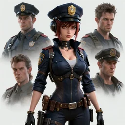 A black dieselpunk policewoman, visualartzi, dieselpunk, anime, portrait, concept art by Karla Ortiz, James Paick, Charlie Bowater, Krenz Cushart, highly detailed, ultra detailed, ultra realistic, trending on artstation, cgstudio