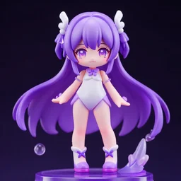 neon white video game!!!!!!!!, neon violet!!!!!!!!!!!!!!, an ( ( ( ( anime ) ) ) ) nendoroid of neon violet, figurine, detailed product photo