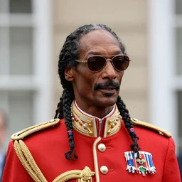 photo of snoop dogg riding on queen elizabeth's shoulders, 8 5 mm 5. 6, highly detailed,