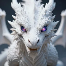an intense white dragon looking directly at the camera, you can see infinite galaxies in its eyes, epic award-winning artwork, trending on ArtStation