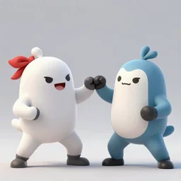 a photograph of anthropomorphic Dall-e 2 fighting anthropomorphic Stable Diffusion