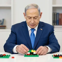 benjamin netanyahu playing with legos