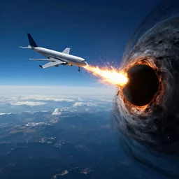 black hole eating a plane