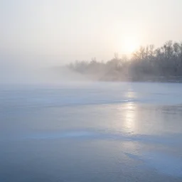 winter landscape, ice, mist