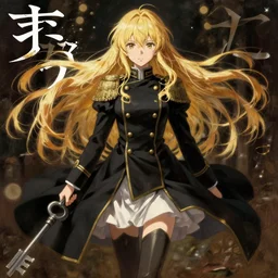 baroque oil painting japanese light novel cover full body illustration lotr anime key visual action shot | young girl black military uniform crusader maid outfit with long flowing blonde hair | symmetrical perfect face fine detail | gapmoe kuudere moody dynamic lighting stunning bokeh high contrast | trending pixiv fanbox | by greg rutkowski makoto shinkai takashi takeuchi studio ghibli