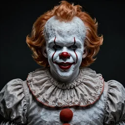 Donald Trump with Pennywise body, realistic artstyle, wide shot, dramatic lighting, octane render, hyperrealistic, high quality, highly detailed, HD, beautiful, cinematic, 8k, unreal engine, facial accuracy, symmetrical