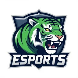 An eSports logo of a green tiger, white background, sports mascot