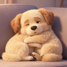 insanely cute cuddling dog in pixar remake