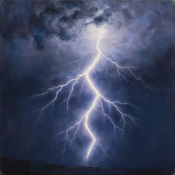 stormbreaker consumed in the power of lightning, by ross tran, oil on canvas