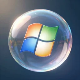 Windows xp inside bubble - photorealistic, DLSR, octane render, 8k, dreamy soft lighting