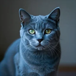 a photo of a blue and green cat