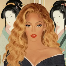a portrait of beyonce. shin - hanga and utamaro.