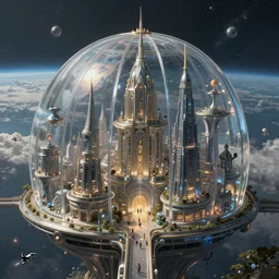 an extremely detailed masterpiece epic color scene of a glass domed futuristic city and its'extraterrestrial citizens on an earth like planet, in the style of lebbeus woods, intricate, elegant, highly detailed, digital painting, artstation, cinematic lighting, extremely moody lighting, glowing light and shadow, 4 k