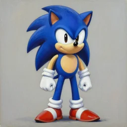 sonic the hedgehog full - body portrait. palette knife oil painting on canvas by leonid afremov.