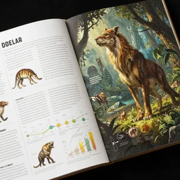 zoomed - in page scan of fantasy zoology album, diagrams, insanely detailed, informative texts and graphs, illustration with detailed text on a side, d & d, ad & d digital painting concept art artstation behance style
