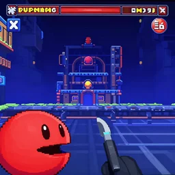 a screenshot from the game Pac-Man, first-person view